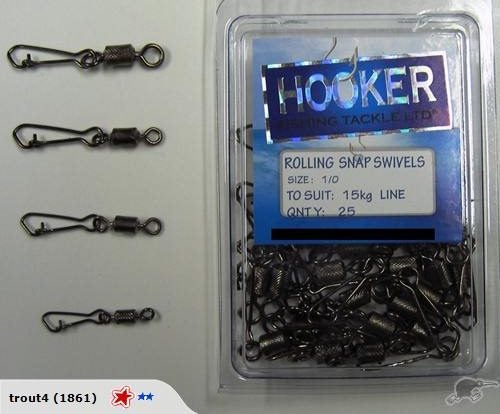 25pk - Hooker Snap Rolling Swivels - To Suit 10kg Carousel 1