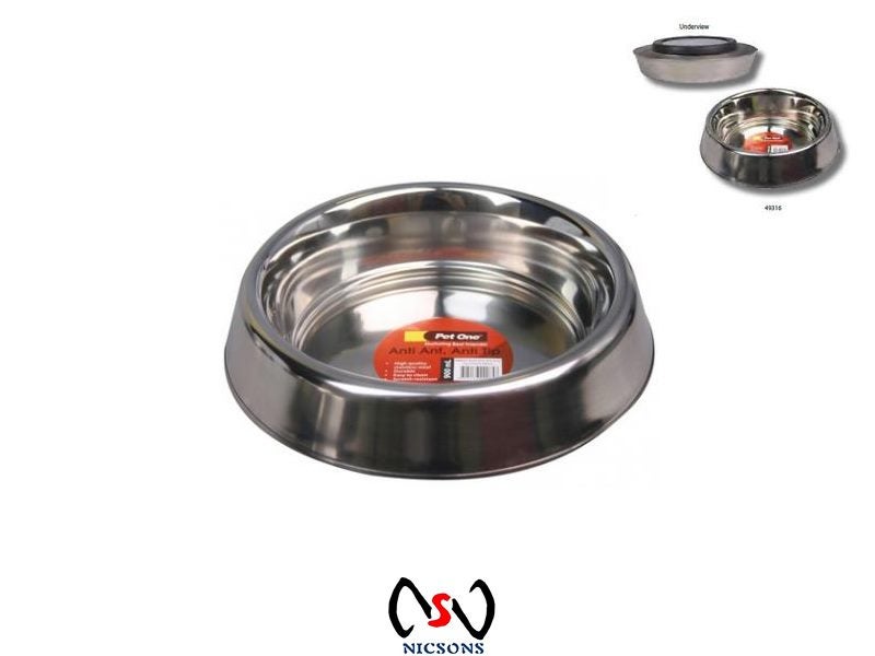 PET ONE DOG BOWL - ANTI ANT ANTI TIP STEEL 900ML Carousel 1