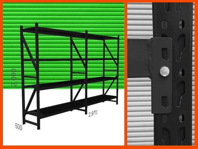 1000KG Twin Bay Matt Black Garage Shelving628632197575711127