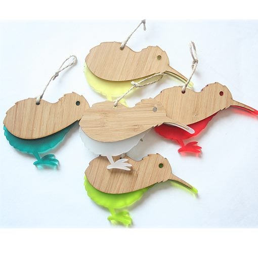 Kiwi Ornament : Bamboo & Satin Acrylic - Red Carousel 2