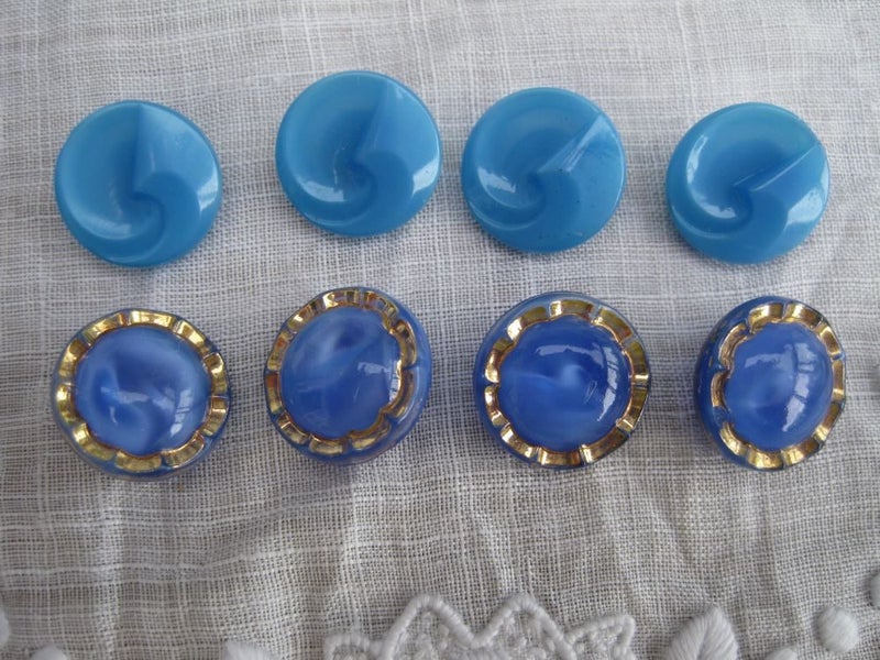 VINTAGE BLUE GLASS BUTTONS Carousel 1