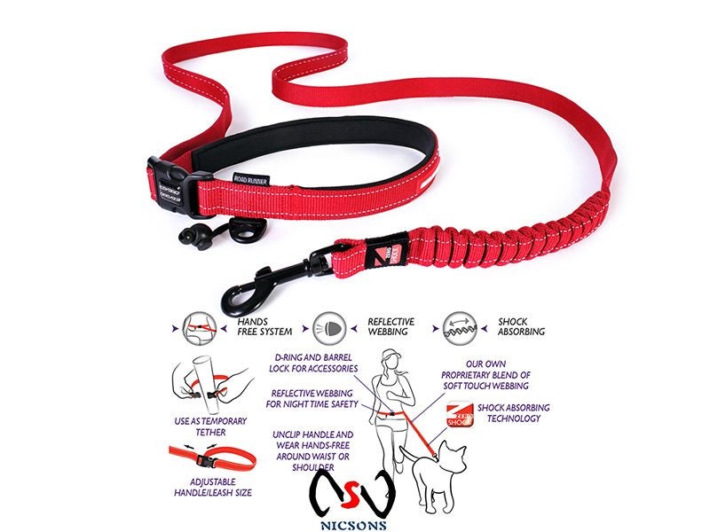 EZYDOG ROAD RUNNER DOG LEASH RUNNING WITH YOUR DOG RED Carousel 1