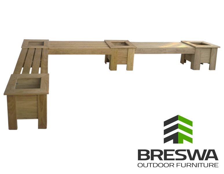 L-SHAPE Corner Planter Boxes + Seat Combo EXTENDED Carousel 1