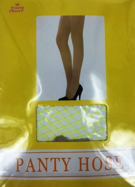NEON YELLOW FISHNET STOCKINGS PANTYHOSE Carousel 1