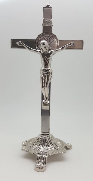 St Benedict’s Standing Crucifix - Silver plated Carousel 1