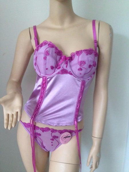 16c purple bustier & brief SATIN can be strapless Carousel 1