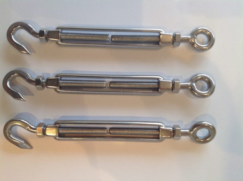 3 X 8mm Turnbuckles Hook /Eye in Stainless Steel Carousel 1