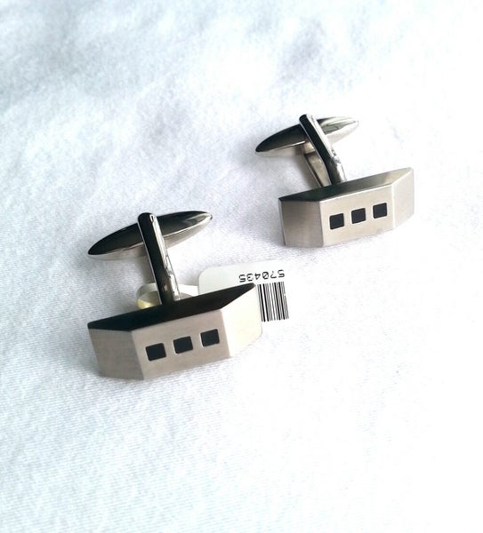 Mens Rectangular Stainless Steel Cufflinks Carousel 1