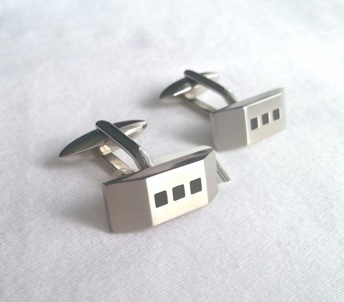 Mens Rectangular Stainless Steel Cufflinks Carousel 2