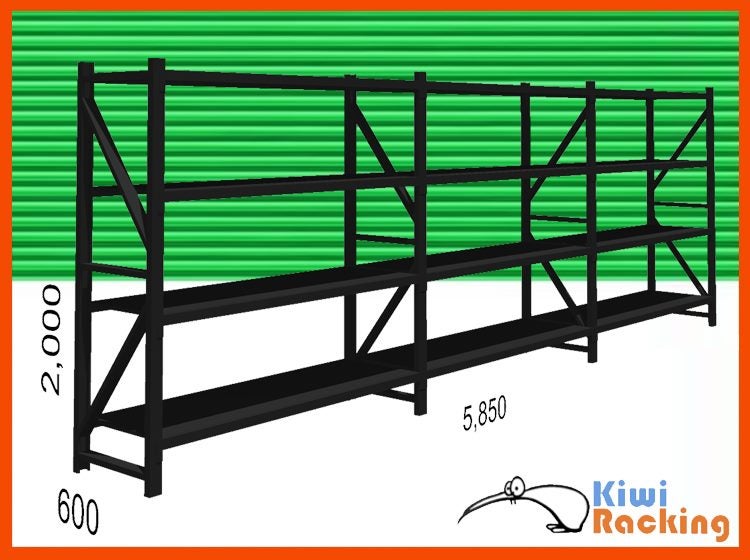 5.85mL x2mH x0.6mD Shed Garage Storage Shelving - Matt Black Carousel 3