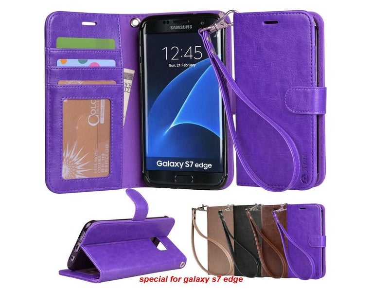 Galaxy S7 edge vintage fine leather wallet case Carousel 1