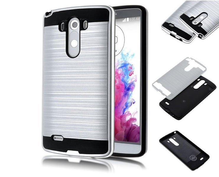 LG G3 impact proof hybrid case brushed METAL Carousel 1