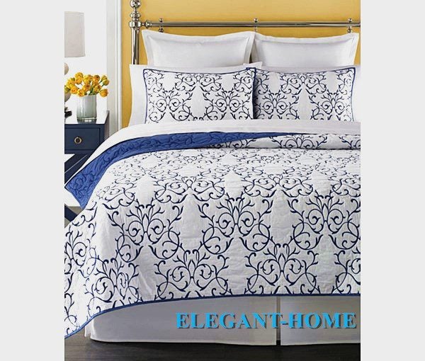 navy quilted bedspread