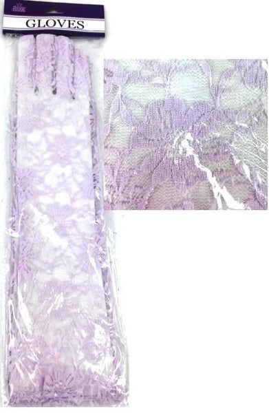 LACE LONG GLOVES 40CM, PURPLE Carousel 1