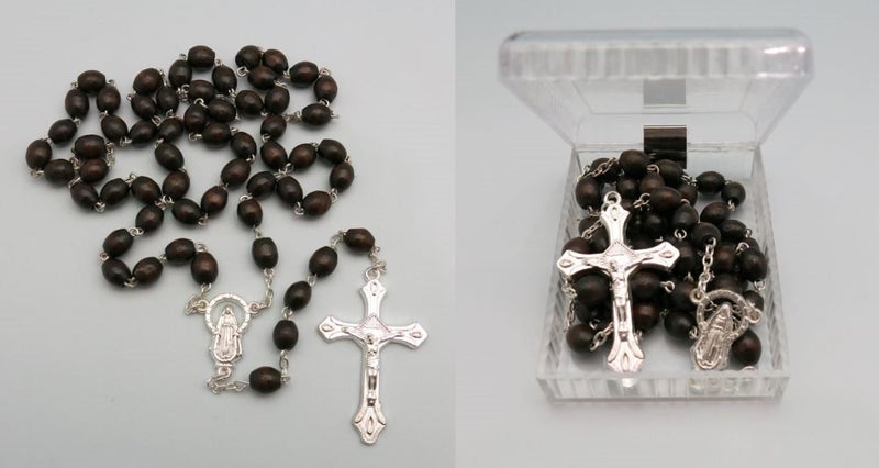 Rosary - Dark Brown Wooden Rosary With Box Carousel 1