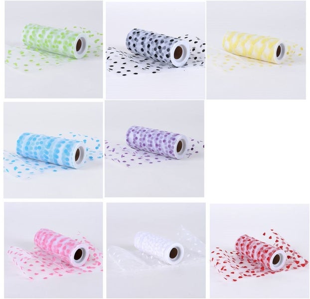 Polka Dots or Hearts Tulle rolls 15.24cm x 9.14m - Tutus, wedding Decoration Carousel 2