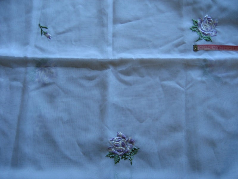 VINTAGE SEWING FABRIC Embroidered Nylon Sheer MATERIAL 2.3m Carousel 1