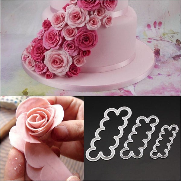 3D Rose Making Fondant Cutter Cake Sugarcraft Mould 3Pcs Carousel 1