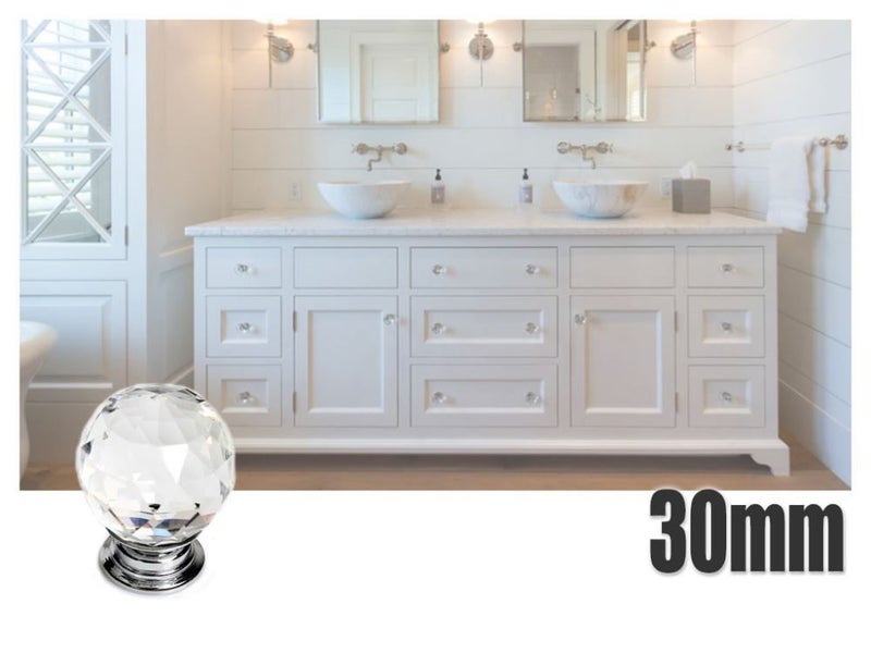Clear Cut Diamond Faceted Crystal Glass cupboard knobs K9 Carousel 1