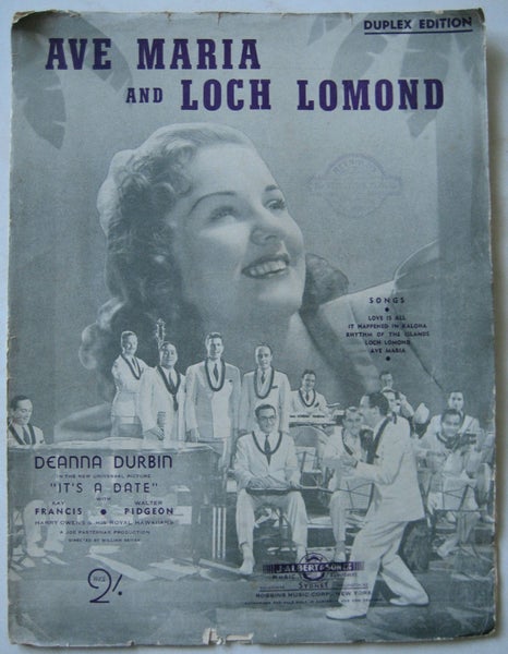 DEANNA DURBIN Vintage SONG PIANO Sheet MUSIC BOOK Ave Maria Loch Lomond Carousel 1