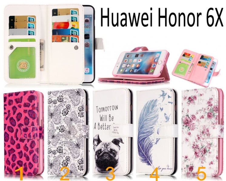 Huawei Honor 6X Multifunction wallet leather case cover Carousel 1