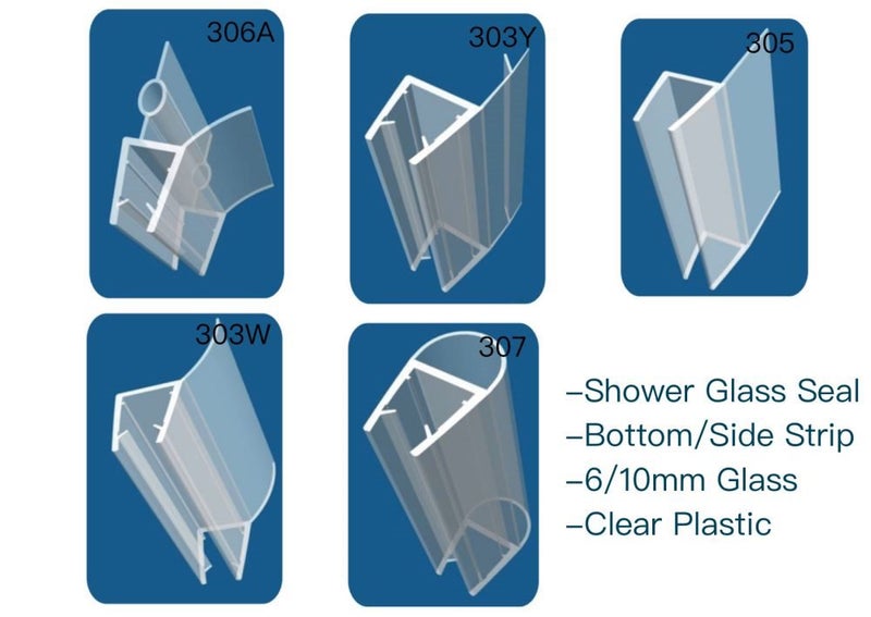 SALE Waterproof Strip - Shower Glass Door Bottom/Side 6/10mm Carousel 1