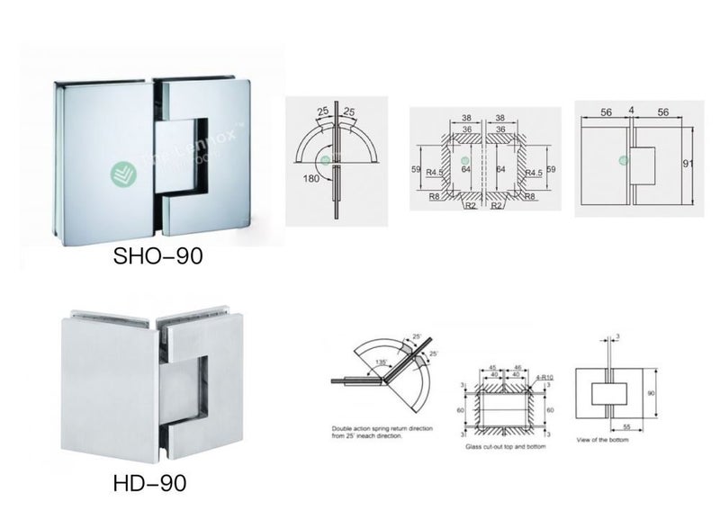 Shower Door Hinges 180 Degree Glass To Glass Lennox Bathroom