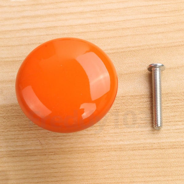 Orange Ceramic Round Cabinet Wardrobe Cupboard Knob Drawer Pull 33mm Carousel 1
