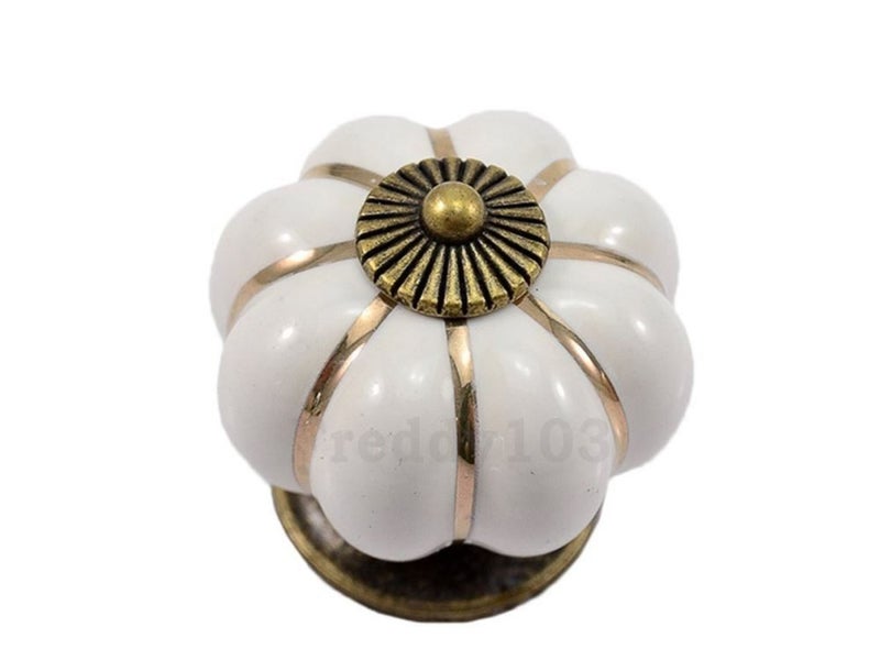 Ceramic Drawer knob with Bronze Lined Pumpkin Shape,Red Carousel 2