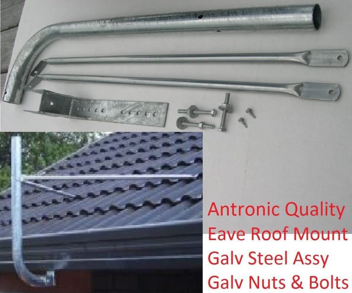 Satellite Eave Curved Fascia Roof Mount Kit Hot Dip Galv Steel 800mm MSEAV90G 1x Carousel 1