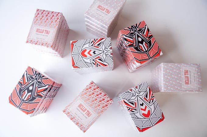 Hello Tiki Playing cards, 1st edition. All four decks ( W1, W2, R1, R2 ) Carousel 2