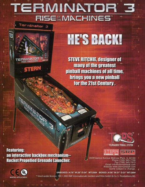 Stern Terminator 3 Pinball Ring Set Carousel 1