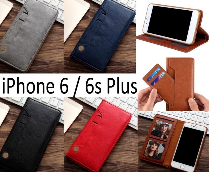 iPhone 6 Plus / 6s Plus slim leather wallet case 6 cards 2 ID magnet Carousel 1