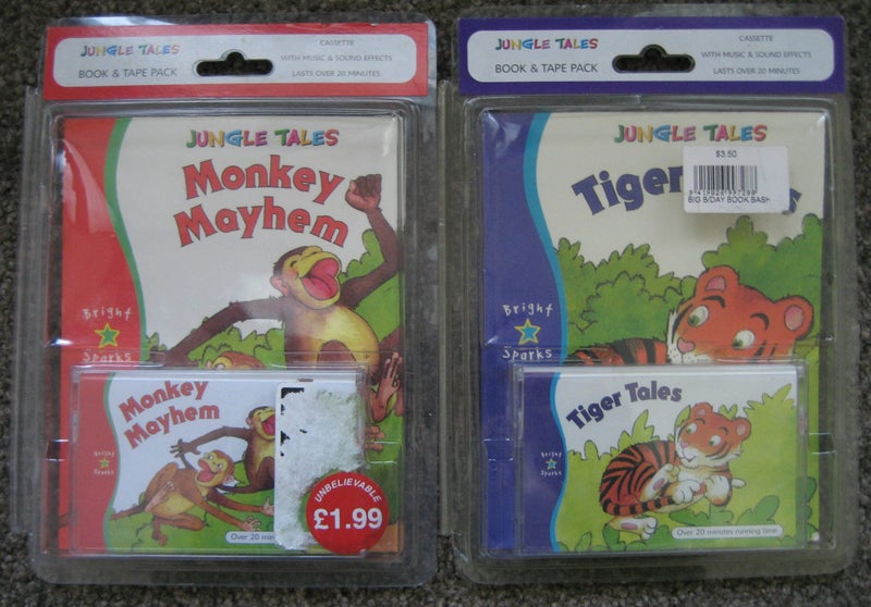 2 AUDIO Tape & BOOKS JUNGLE TALES Tiger & Monkey Carousel 1