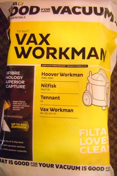 VACUUM BAGS FOR VAX & HOOVER WORKMAN, NILFISK WET & DRY MULTI 20 & TENNANT Carousel 1