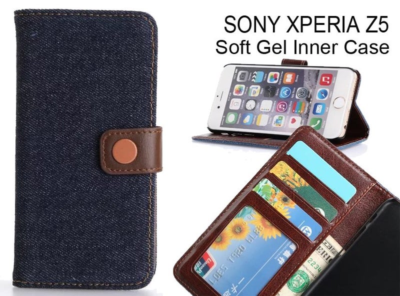 Sony Xperia Z5 Premium case ultra slim retro jeans wallet case Carousel 1