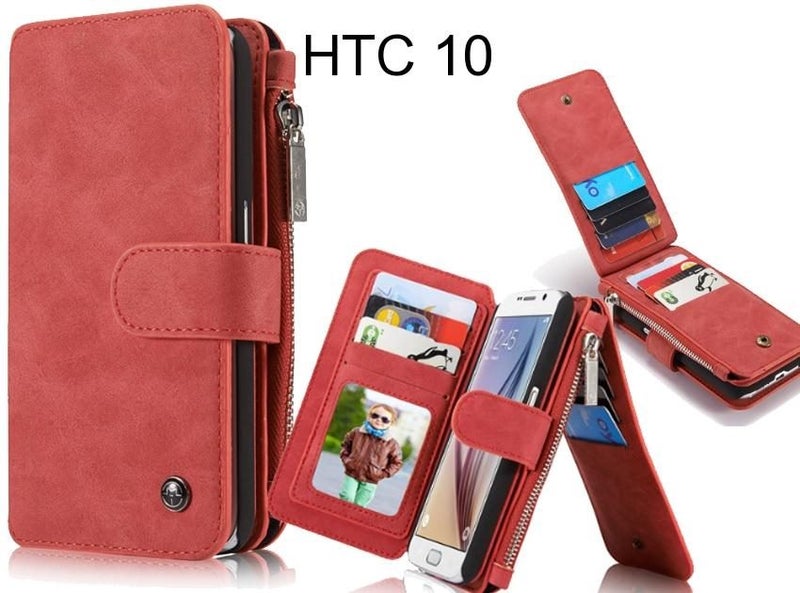 HTC 10 Case Retro leather case multi cards cash pocket & zip Carousel 1