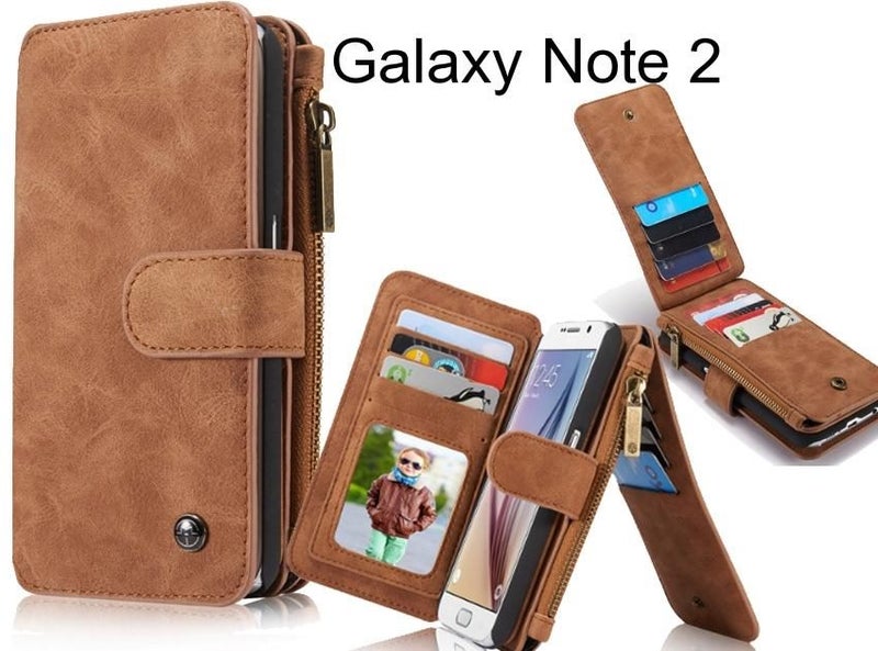 Galaxy Note 2 Case Retro leather case multi cards cash pocket & zip Carousel 1