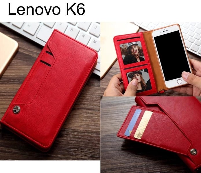 Lenovo K6 slim leather wallet case 6 cards 2 ID magnet Carousel 1