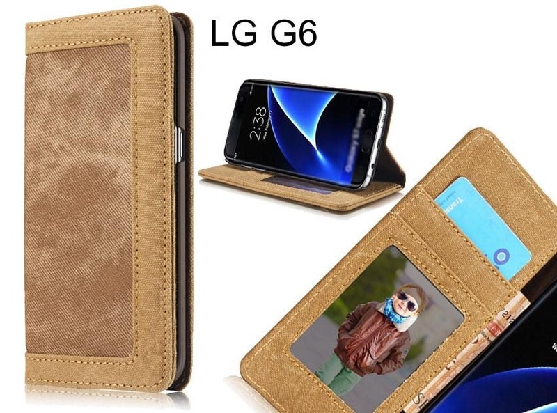 LG G6 case contrast denim folio wallet case Carousel 1