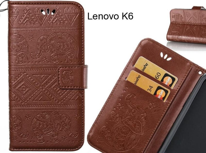 Lenovo K6 case Wallet Leather flip case Embossed Elephant Pattern Carousel 1