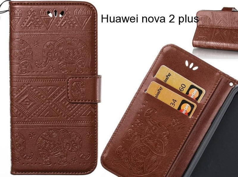 Huawei nova 2 plus case Wallet Leather flip case Embossed Elephant Pattern Carousel 1