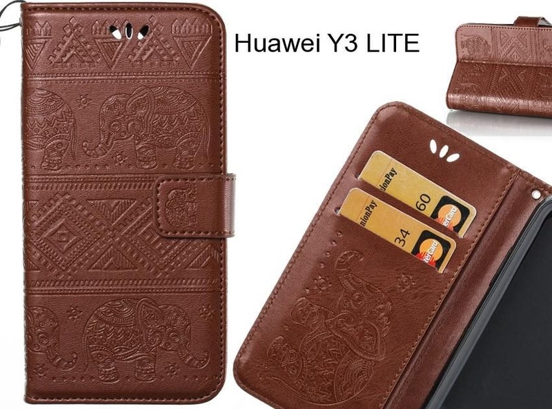 Huawei Y3 LITE case Wallet Leather flip case Embossed Elephant Pattern Carousel 1