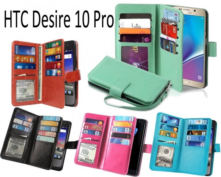 HTC Desire 10 Pro Double Wallet leather case 9 Card Slots Carousel 1