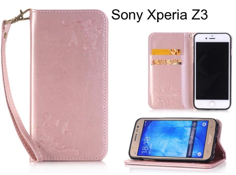 Sony Xperia Z3 CASE Premium Leather Embossing wallet Folio case Carousel 1