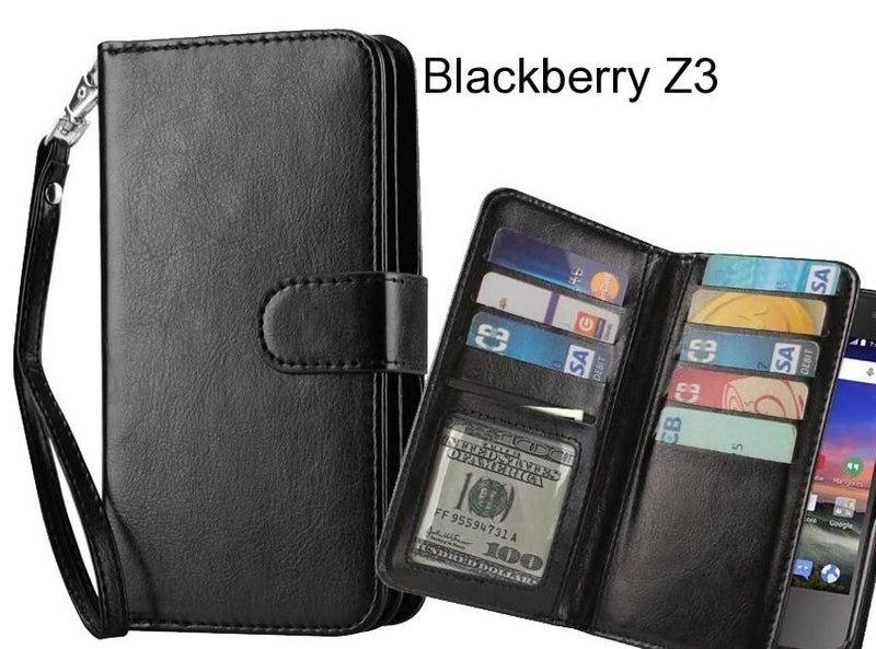 Blackberry Z3 case Double Wallet leather case 9 Card Slots Carousel 1