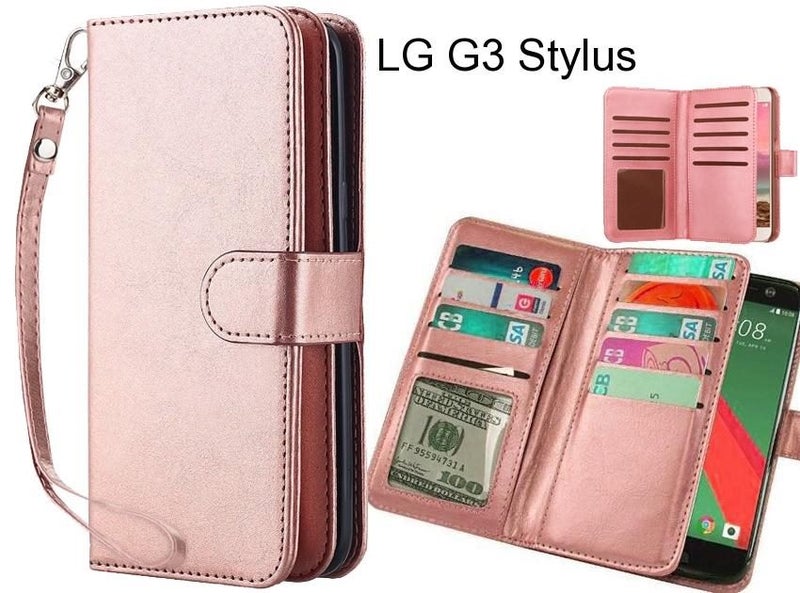LG G3 Stylus case Double Wallet leather case 9 Card Slots Carousel 1