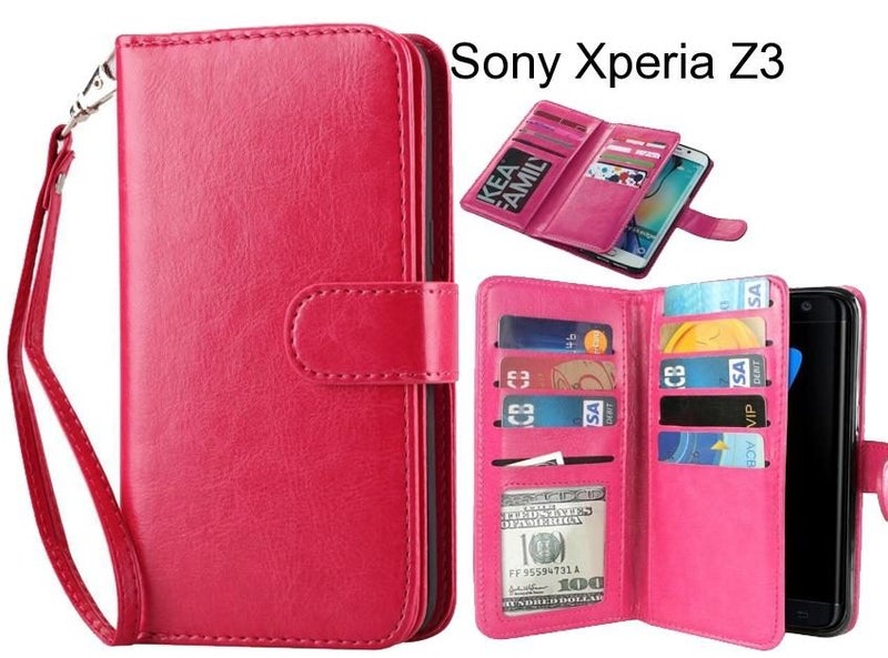 Sony Xperia Z3 case Double Wallet leather case 9 Card Slots Carousel 1
