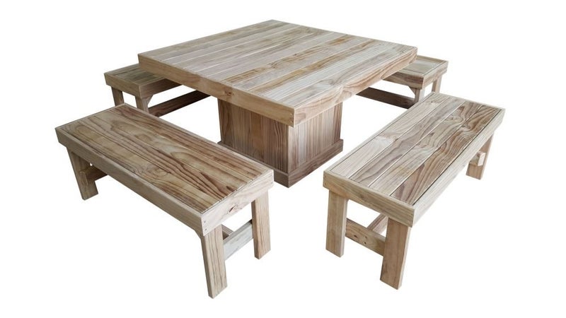 Formal 'Wine & Dine' Outdoor Setting - 1.2m (Table & 4x Benches) Carousel 1