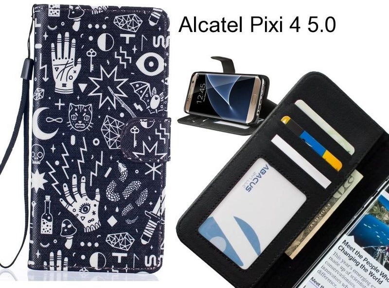 Alcatel Pixi 4 5.0 case 3 card leather wallet case printed ID Carousel 1